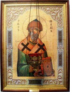 Икона Спиридона Тримифунтского. Освящена на мощах святого в Свято-Даниловом монастыре                         монастыре городе Москве